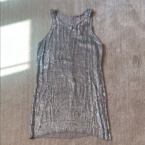 Silver Sequin Sleeveless Dress